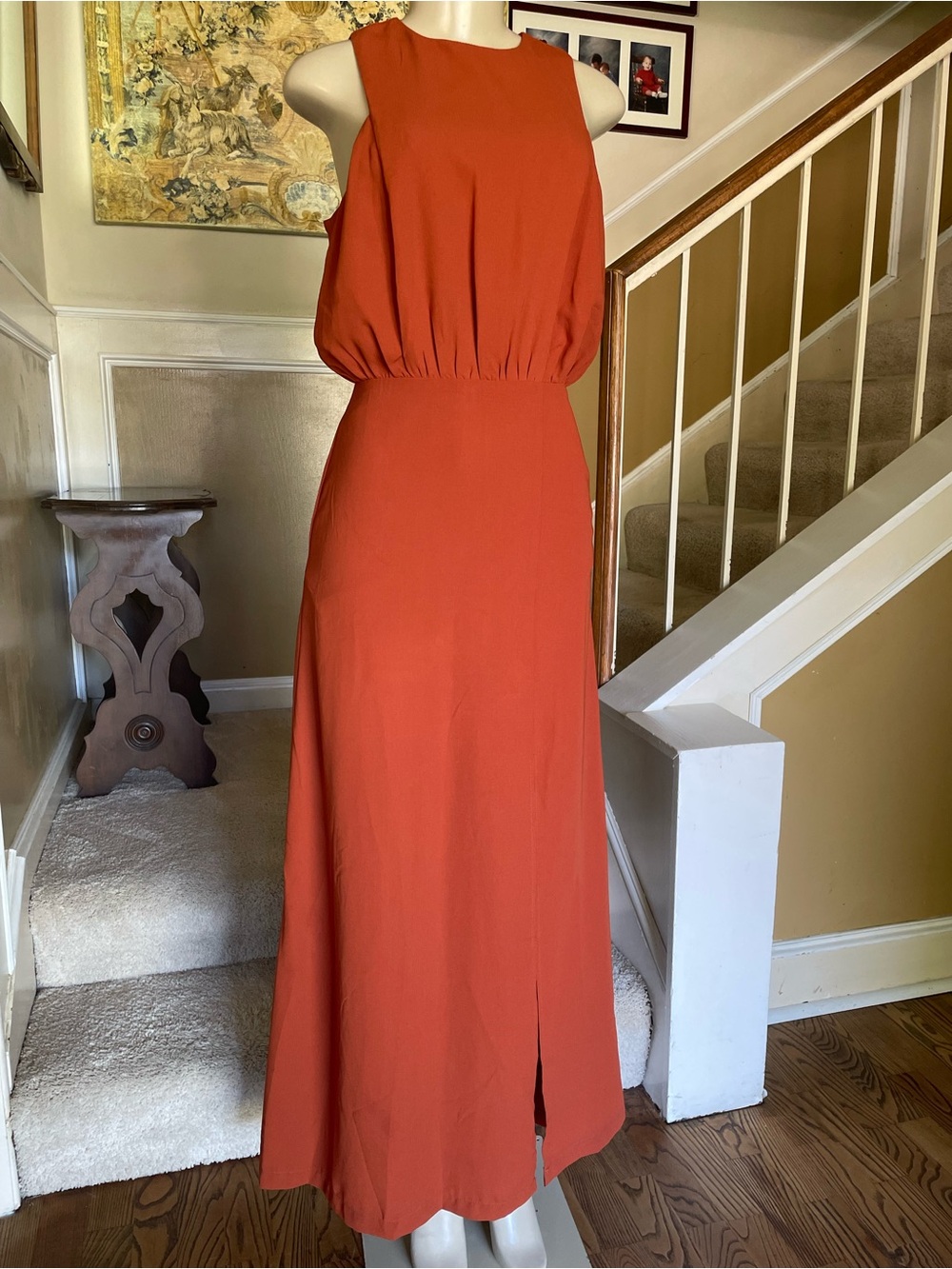 Elegant Sleeveless Terracotta Rust Maxi Dress - Womens Sm mo of bride Forever 21
